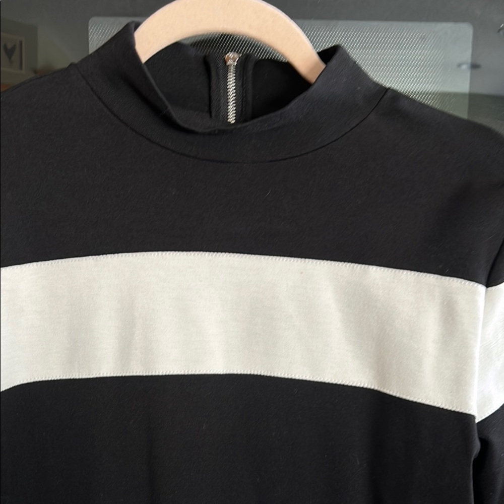 Chic Black and White Mock Neck Top